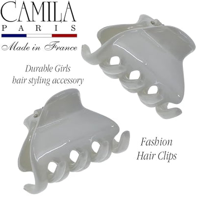 Camila Paris CP3661 French Hair Clip for Women, Small 1 inch Set of 2 Girls Hair Claw Clips Jaw Fashion Durable and Styling Hair Accessories for Women, Strong Hold No Slip Grip, Made in France - color: Gray 1" 2PK