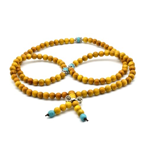 Zen Dear Natural Golden Sandalwood Mexican Bocote Mala Prayer Bead Bracelet Link Wrist Necklace Mala Beads - style: 6mm 108 beads special