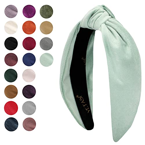 Light Mint Knotted Headband is Chic. Green Velvet Headbands for Women are Classy Velvet Head band Top Knot Fashion Designer Girls - color: Light Mint