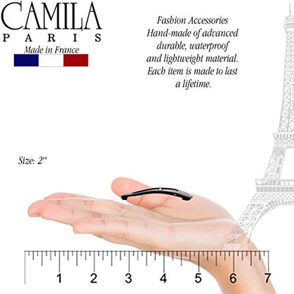 Camila Paris AD87/2 French Hair Barrettes Clips, Snap Hair Slides Clic Clac for Women, Styling Girls Side Slide-in Metal Snap Pin Hair Accessories for Women. Strong Hold, No Slip Grip, Made in France - color: Black 2"