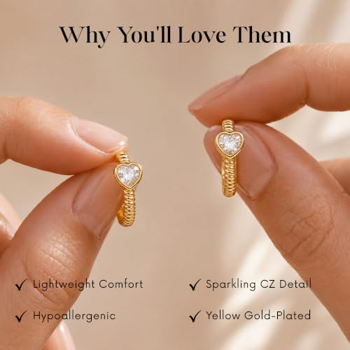 Gempires Huggie Hoop Earrings for Women | Cubic Zirconia Fashion Earrings Collection | Gold, Silver & Rose Gold Tone Styles | Lightweight Everyday Jewelry - color: clear / White