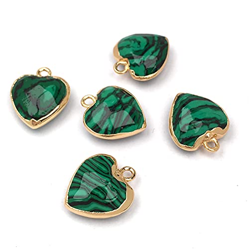 QSLLER 8 PCS Heart Shaped Natural Stone Pendants Healing Chakra Reiki Love Stone Charm Bulk for Jewelry Making - color: Mixed Colors