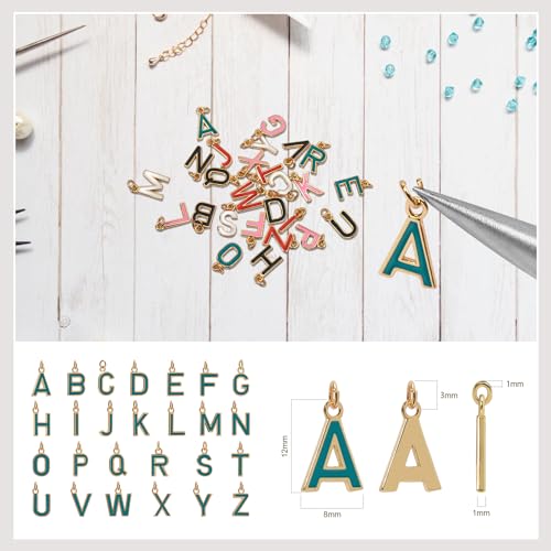 18K Gold Filled A-Z Alphabet Letters Charms,26Pcs Initial A-Z Alphabet Charms,Bracelet Necklace Earrings Charms for DIY Jewelry Making - color: Green