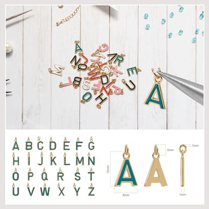 18K Gold Filled A-Z Alphabet Letters Charms,26Pcs Initial A-Z Alphabet Charms,Bracelet Necklace Earrings Charms for DIY Jewelry Making - color: Green