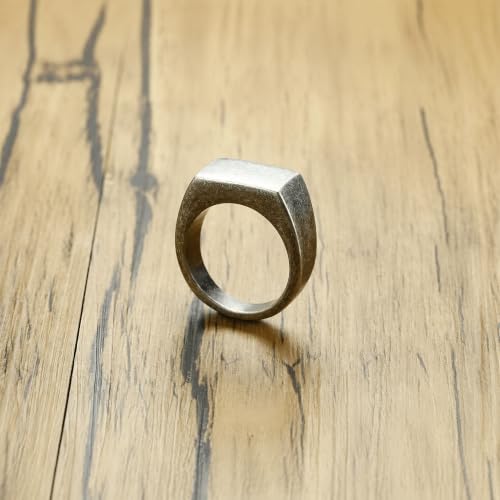 MYNENEY Stainless Steel Square Shape Signet for Men Statement Ring - color: 10x16mm Retro