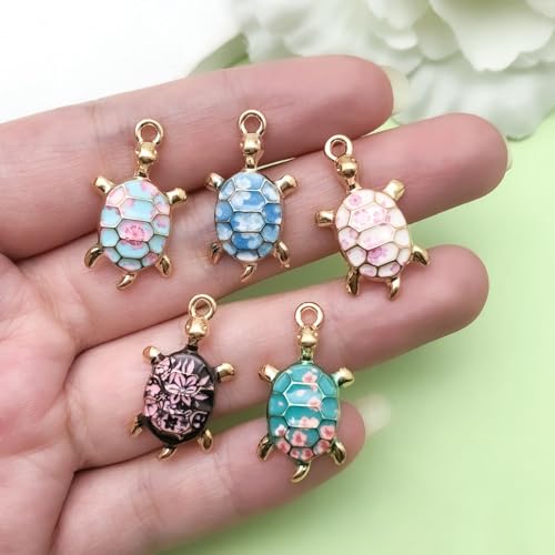 WOCRAFT 30pcs Enamel Sea Ocean Life Turtle Charms for Jewelry Making Bulk Summer Nautical Marine Life Charms Necklace Earrings Bracelet Making DIY Craft (SN943)