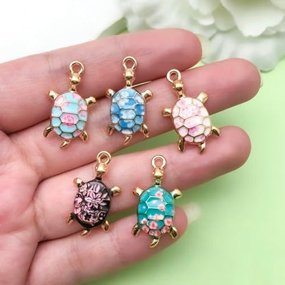 WOCRAFT 30pcs Enamel Sea Ocean Life Turtle Charms for Jewelry Making Bulk Summer Nautical Marine Life Charms Necklace Earrings Bracelet Making DIY Craft (SN943)