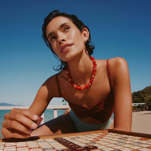 Colorful Irregular Beaded Necklace for Women Resin Jewelry Gift | Trendy Statement Bead Choker Necklaces Summer Beach Boho Charm Accessories Stuff - color: Red