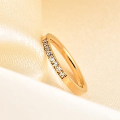 2mm 5mm Tainless Steel Cubic Zirconia Wedding Band Rings For Women,Stackable No Tarnish Fashion Cross Rings Size 4-10 - color: 2mm-Gold