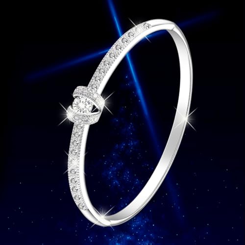 Princess Bangle Bracelets For Women 18K Gold Plating Adjustable Bracelets With White Crystal Idea Gift For Women - color: White