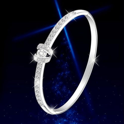 Princess Bangle Bracelets For Women 18K Gold Plating Adjustable Bracelets With White Crystal Idea Gift For Women - color: White
