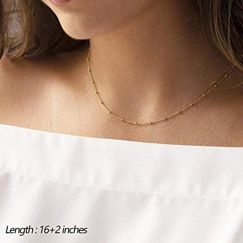 Turandoss Dainty Layered Choker Necklace, Handmade Y Pendant Necklace Multilayer Bar Disc Necklace Adjustable Layering Choker Necklaces for Women - style: 3PCS - Chain&Bar&Hammered Disc