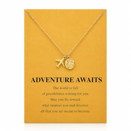 Zealmer Dainty 18K Gold Plated Compass World Map Pendant Necklace Graduation Gift for Friends - color: Anchor
