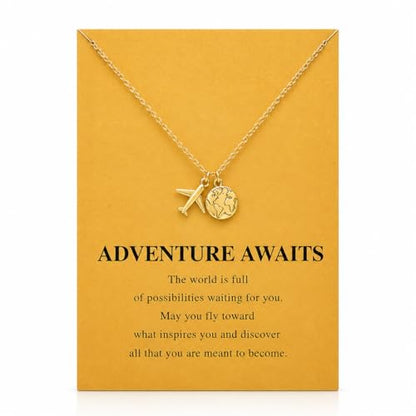 Zealmer Dainty 18K Gold Plated Compass World Map Pendant Necklace Graduation Gift for Friends - color: Anchor