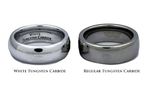 Tungsten Carbide Wedding Bands That Feature Different Finishes and Edge Colors - color: White/Brushed-6mm