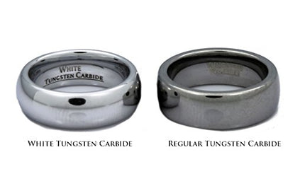 Tungsten Carbide Wedding Bands That Feature Different Finishes and Edge Colors - color: White/Brushed-6mm