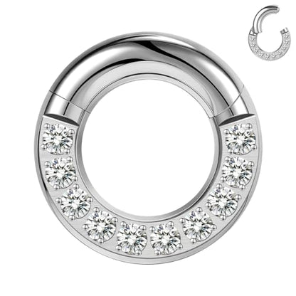 CZ Hinged Segment Clicker PA Rings, 2G 4G 6G 8G 10G 12G Large Septum Nose Rings, Surgical Steel Spring Action BCR Ring Ear Gauges Earrings Hoops - color: 8G(3mm),Hoops:16mm