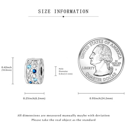 925 Sterling Silver Openable Clip Spacer Bead Fits Pandora Bracelet | Hypoallergenic Clip Stopper Charm, Star Clover Butterfly Floral Mom Heart Paved Zircon Gift for DIY Charm Bracelet Jewelry - color: Blue Zircon Star