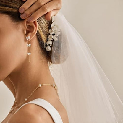 Dangle Earrings for Women Trendy, 14K Gold Plated CZ Huggie Drop Earrings, Dainty Long Chain Prom Wedding Jewelry Gift for Her - style: Butterfly CZ