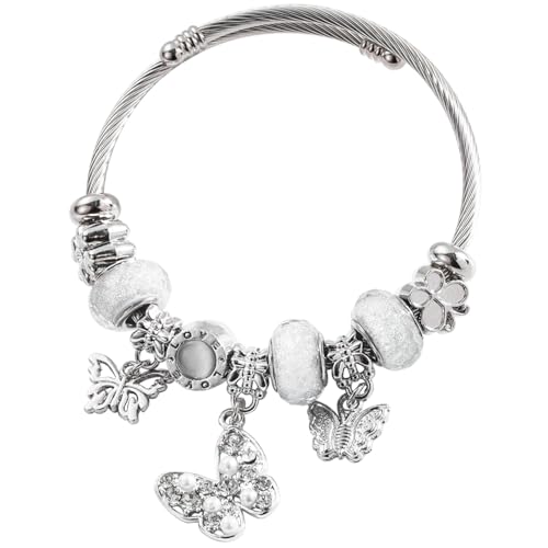 Charm Bracelets for Womens,Exquisite Cute Cartoon Friendship Silver Bracelets Stainless Steel Bangle, Womens Jewelry Suitable for Holiday Gifts and Birthday Gifts - color: Butterfly Bracelet