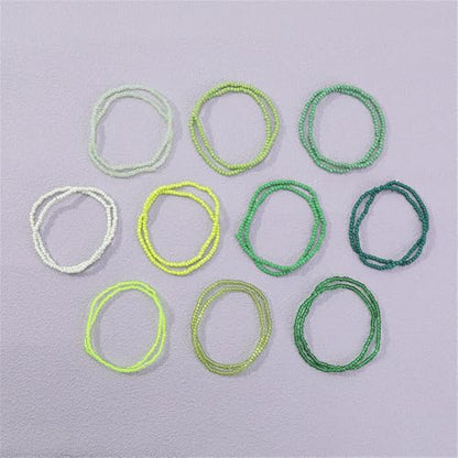 Boho Stackable Seed Beaded Bracelets for Women 18-20Pcs Colorful Handmade Multilayered Rice Bead Bracelet Set Summer Beach Bohemian Jewelry Gift - color: A-Green