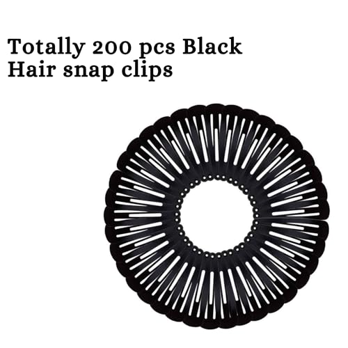 Havilah Snap Hair Clips - 200 Pieces Set Non-slip Metal Hair Clips Cute Kawaii Barrettes for Women - Black - color: Snap Hair Clips - Black