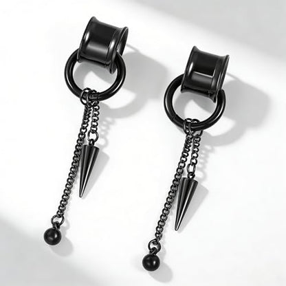 Aienid 2 Pcs Stainless Steel Dangle Gauges, 6mm-20mm Ear Tunnels Expander Plugs Stretcher Piercing Body Jewelry for Men Women - color: Chain, size: 20mm (3/4")