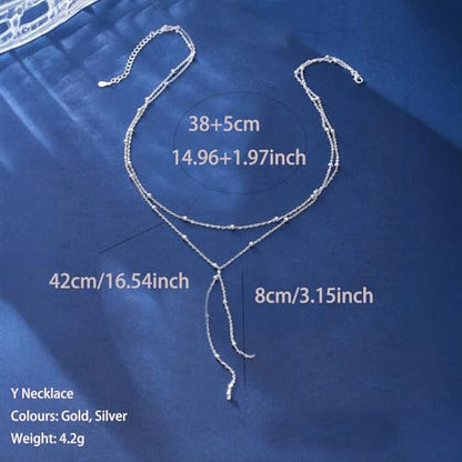 Otxas Lariat Necklace for Women Long Y Shaped Necklaces for Women Drop Necklace Y Shaped Jewelry - color: Style 1