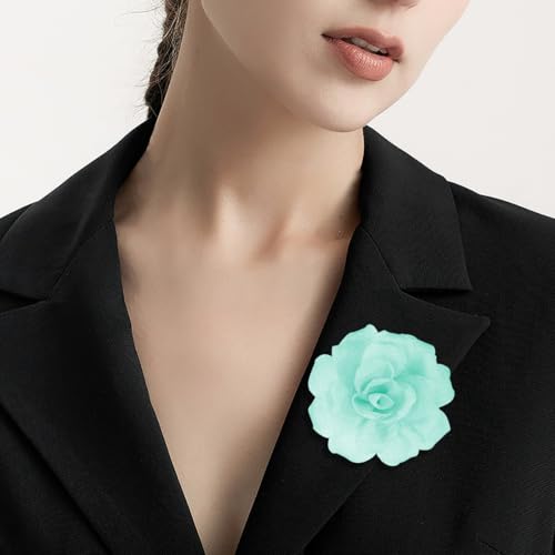 Rose Flower Brooches And Pins For Women - Pale Green Brooches With Hair Clip, Hair Pins And Flower Clips For Hair, Lapel Pins, Hat Pins, 3.1 Inches - color: Pale Green