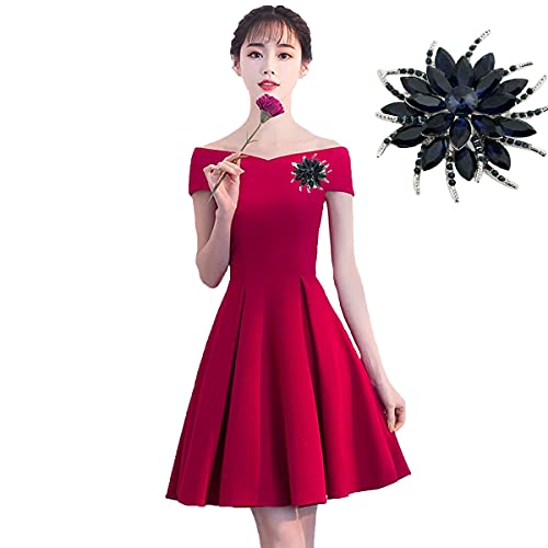 seven wolves Women's Austrian Crystal Brooch Wedding Flower Leaf Bouquet Brooch - color: Dark Blue A