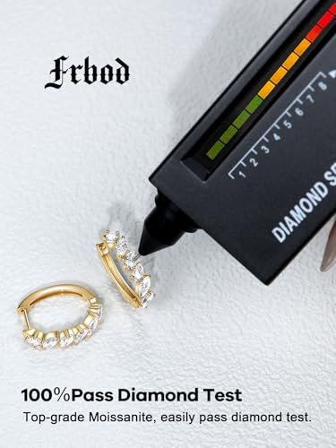 Moissanite Hoop Earrings for Women, 3.5ct/0.76ct D Color VVS1 Yellow Gold Plated Earrings, 925 Sterling Silver Inside Out Round Loops/Six Stone 20mm Hoops, Birthday Christmas Valentines Jewelry - color: Yellow Gold - Six Stone
