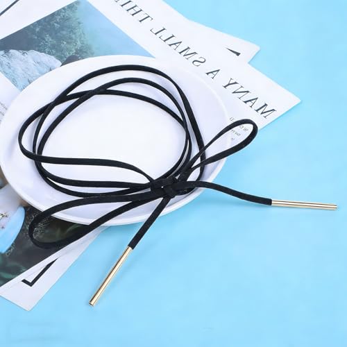 Black Choker Necklace for Women, Bow Gothic Choker, Black Velvet Chokers with Gold Tube, Long Wrap Rope Collar Tie Neck Chain, Neck Accessories for Party Prom