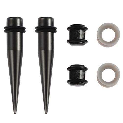 JieyueJewelry 50/54 Pcs Ear Stretching Kit 14G-00G | Acrylic Tapers & Plugs with Silicone Tunnels, Ear Gauges Expander Set Body Piercing Jewelry for Women and Men - color: Space Gray