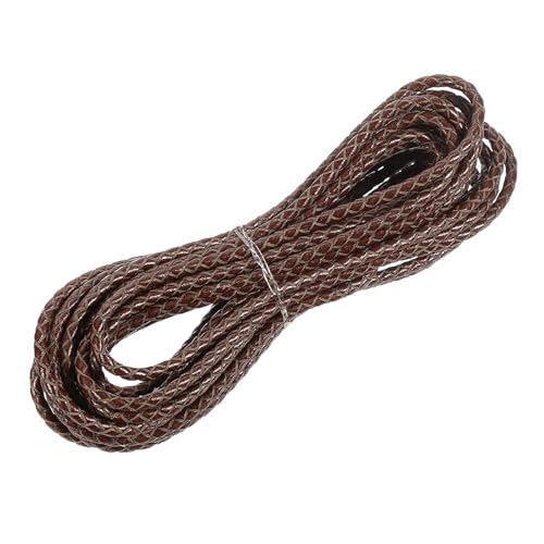 MECCANIXITY Braided Leather Cord, Round Leather Bolo Tie String Rope for Crafts, Jewelry Making, Necklace, Bracelets, 3mm x 5m, Retro Dark Coffee - color: Retro Dark Coffee, size: 3mm x 5m