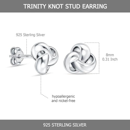 LeCalla Sterling Silver Love Knot Stud Earrings - Lightweight Italian Design Twisted Earrings for Women - color: Celtic Trinity Knot