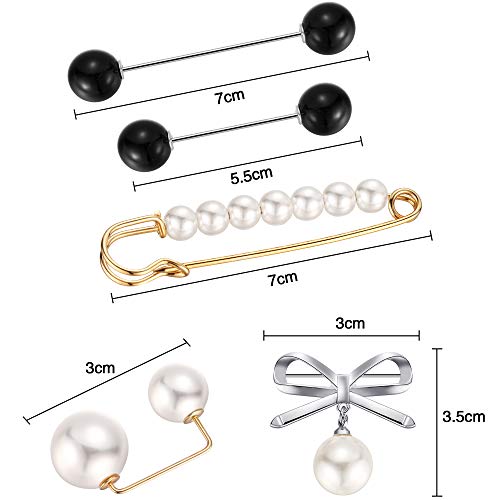 Jetec 8 Pieces Women Brooch Pins Sweater Shawl Clips Scarf Collar Pin Faux Pearl Brooch Pins, Safety Pin for Women Girls Clothing Costume Accessory Wedding Party Decor, Differ Styles