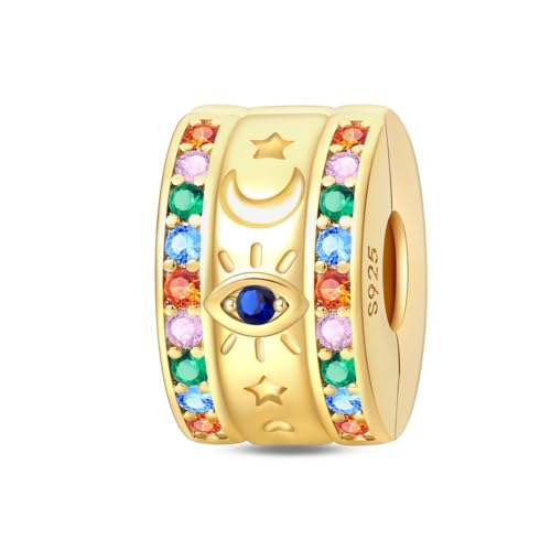 Gold Clip Stopper Charms for Pandora Bracelets Spacers Bead Charms Packs Jewelry Gift for Women - color: Goldden Eyes