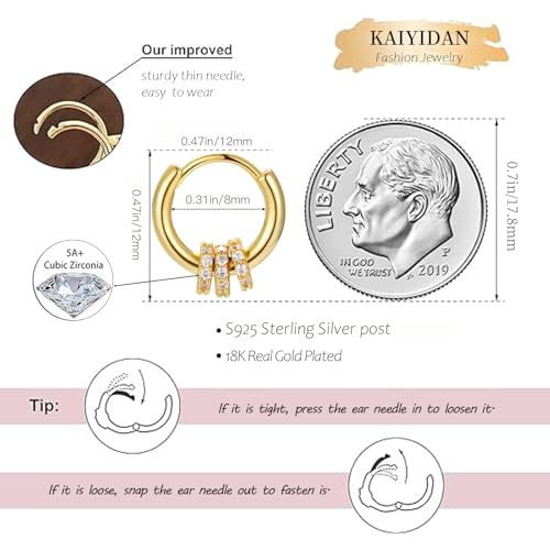 2 Pairs Gold/Silver Hoop Earrings For Women Set Trendy,14K Plated Gold Chunky Huggie Hoop Earings Pack,Oval Twisted Statement Silver Hoops,Fashion Jewelry Gift - color: B7 fortune small CZ hoops set