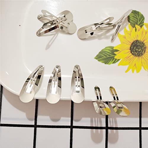 80 pack 2 Inch Silver Snap Hair Clips Hair Barrettes for Girls Kids Women | 2 inches 5cm snap hair clips water drop clips non slip hair accessory - color: Silver