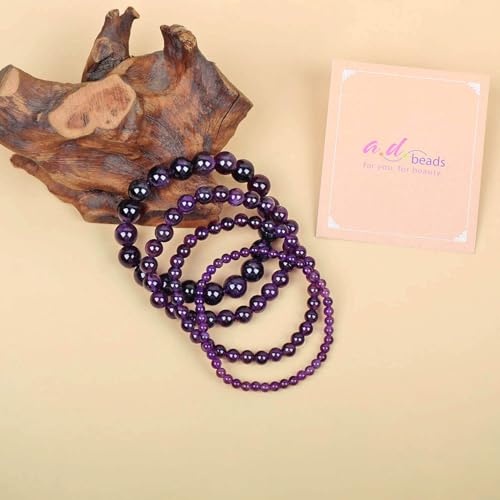 AD Beads Handmade Gemstone Stretch Elastic Bracelet Crystal Healing Reiki Nature's Beauty and Spiritual Essence Unisex (4mm, Amethyst (Love Guardian)) - color: Amethyst (Love Guardian), size: 4mm