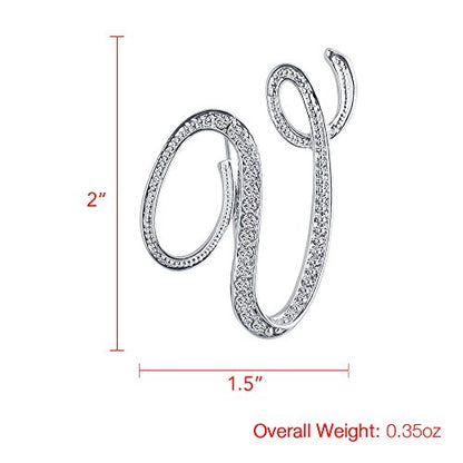 A-Z 26 Letters Pins Brooches Silver Plated Metal Broaches Pins-Clear Crystal Initial Breastpin - color: 1pcs-V
