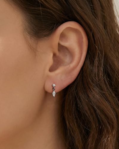 Flat Back Earrings for Women Cartilage Helix | Comfortable Dainty Cute Dragon Bee Bird Phoenix Dragonfly Cute Animal Leaf Spiral Rhombus Design Flatback Stud Earrings - color: Black Dangle