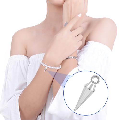 Cone Charm, Punk Style Spike Pendants with Small Hole, Glossy Gothic Dangle Cone Pendants Charm - color: Silver,zinc alloy,100pcs,4 sizes