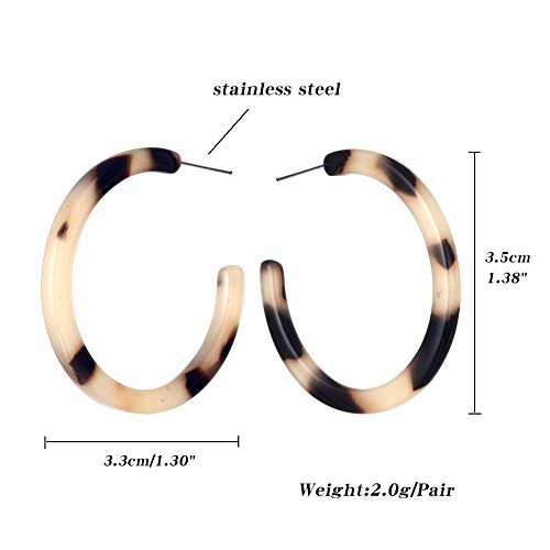Acrylic Resin Hoop Earrings - Fashion Bohemia Tortoise Shell Large Circle Stud Earrings for Women