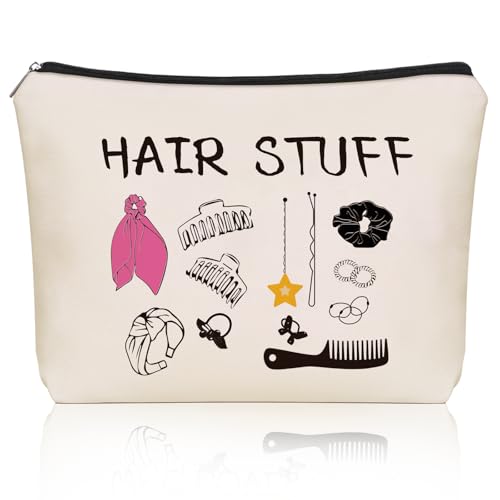 Mom Gifts Hair Stuff Makeup Bag: Hair Accessories Themed Cosmetic & Toiletry Organizer Pouch For Teen Girls & Women Hairstylist Sisters, Friends.Ideal Mom Gift For Travel, Birthdays. - style: Hair Stuff