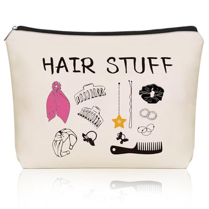 Mom Gifts Hair Stuff Makeup Bag: Hair Accessories Themed Cosmetic & Toiletry Organizer Pouch For Teen Girls & Women Hairstylist Sisters, Friends.Ideal Mom Gift For Travel, Birthdays. - style: Hair Stuff