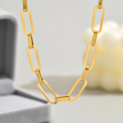 Gold Cross Women's Necklace 18K Gold Plated Stainless Steel Handmade Pearl Necklace Gold Paperclip Necklace, Fashion Jewelry Gifts - style: 2.5"