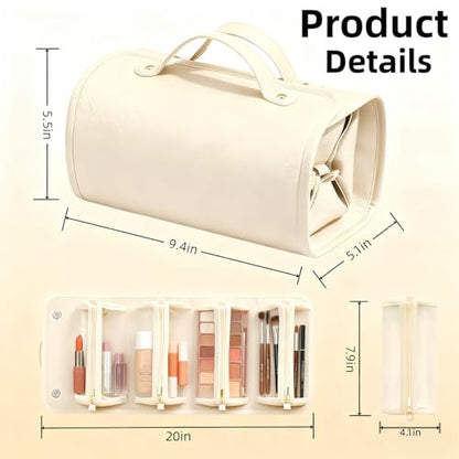 Large Makeup Bag Faux Leather Cosmetic Bag Travel Clear Toiletry Bag for Women Girls Daily Portable Makeup Organizer.