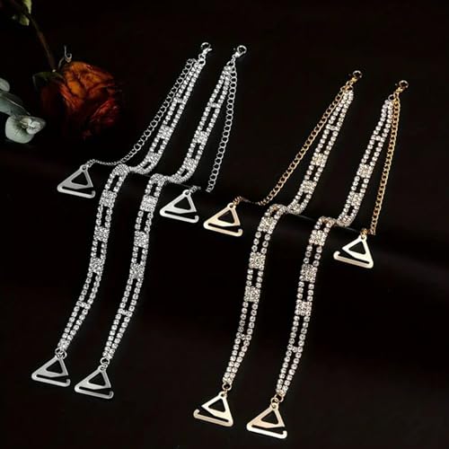 Rhinestones Bra Shoulder Straps Non-Slip Dress Bra Shoulder Crystal Dress Accessories Jewelry Summer Body Chain for Women