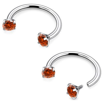 16G F136 Titanium Internal Thread Horseshoe Septum Nose Ring Piercing Jewelry Circular Barbell Helix Snug Tragus Rook Daith Cartilage Earring Lip Ring Piercing Jewelry for Women Men 8MM 10MM - style: 16G, 8MM Length, Orange CZ